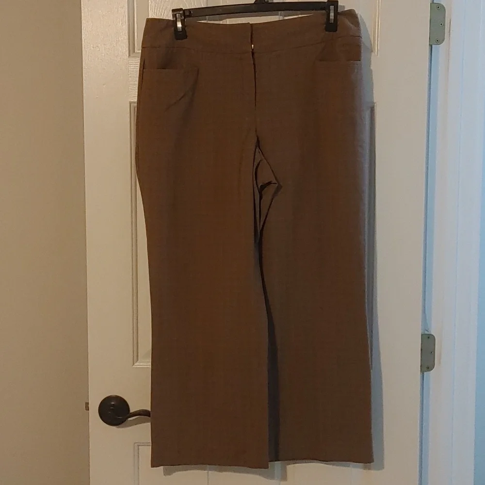 Apostrophe Brown Checkered Wide Leg Ankle Pants Women's Size 14 Academia Y2K